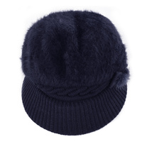 Wide Brim Angora Bakerboy Hat | Blue - Navy Blue / Dark Blue
