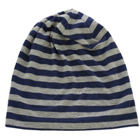 Stretch Sleep Cap with Wide Stripes | Grey & Navy | S/M