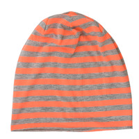 Stretch Sleep Cap with Wide Stripes | Orange & Grey | S/M
