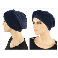 Jersey Cotton beanie n Knit Turban Headband | Navy | S/M