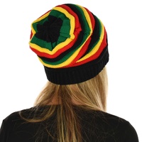 Reggae Slouch Rasta Beanie | #1 Red Yellow Green Colour Contrast Beanie ONLY