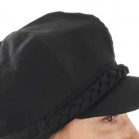High Crown Bakerboy Chemo Hat with Braid Hatband | Black | High Crown | Stretch Fit