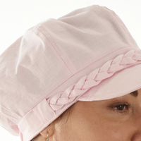 High Crown Bakerboy Chemo Hat with Braid Hatband | Pink | High Crown