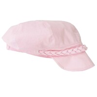 High Crown Bakerboy Chemo Hat with Braid Hatband | Pink | Modified Crown | Stretch Fit