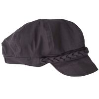 High Crown Bakerboy Chemo Hat with Braid Hatband | Dark Grey | Modified Crown | Stretch Fit