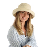 Big Button Linen Bucket Hat | Beige | Adjustable S/M