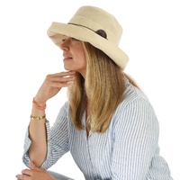 Big Button Linen Bucket Hat | Beige | Adjustable M/L
