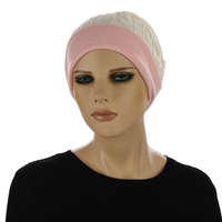 Sheer knit Beanie with Seamless Lining Set | Option 5 | Cream White Beanie/Pink Liner