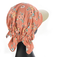 Chemo Head Wrap Scarf & Visor Set | Beige Visor & Orange Apricot Floral Headwrap | XS/S