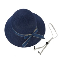 Grace Straw Sun Hat | Blue - Navy Blue / Dark Blue