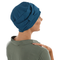 COTTON HEADBAND BOW TURBAN CAP | Blue - Teal Blue