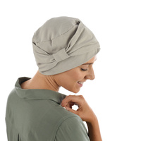 COTTON HEADBAND BOW TURBAN CAP | Grey - Light Grey/Birch