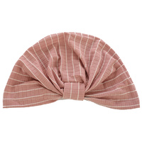 Striped Cotton Turban | Dusty Pink with White Stripes | M/L