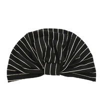 Striped Cotton Turban | Black with White Stripes | L/XL
