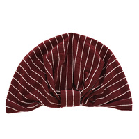 Striped Cotton Turban | Wine / Burgundy with White Stripes | L/XL