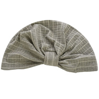 Striped Cotton Turban | Light Grey with White Stripes | L/XL