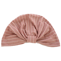 Striped Cotton Turban | Dusty Pink with White Stripes | XS/S