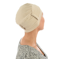 Looped Cotton Turban - Denise | Beige - Light Beige | S/M |With Sash