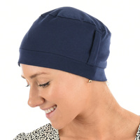 Looped Cotton Turban - Denise | Navy Blue / Dark Blue | S/M |With Sash
