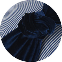 Cotton Beanie with Removable Velvet Headband | Option 4 | Royal Blue/White Beanie with Blue Velvet Headband