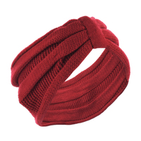 Striped Cotton Beanie with Turban Headband | Red/White+Deep Red