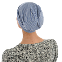 Striped Premium Cotton Beanie - Jodie | Option 1 | Royal Blue N White
