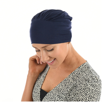 Bamboo Turban Hat with Removable Headband - Tracy | Blue - Navy Blue / Dark Blue
