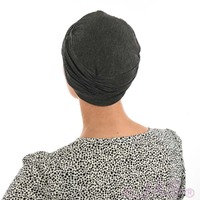 BAMBOO 4-SEAM RUCHED TURBAN HAT - RENEE | Grey - Dark Grey / Charcoal