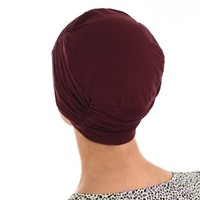 BAMBOO 4-SEAM RUCHED TURBAN HAT - RENEE | Red - Wine Maroon