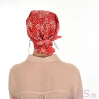 Cotton Triangle Head Scarf - Lara | Paisley Print - Red
