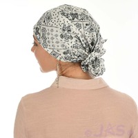 Cotton Triangle Head Scarf - Lara | Paisley Print - White
