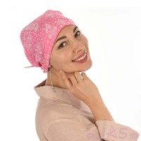 Cotton Triangle Head Scarf - Lara | Paisley Print - Pink