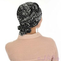 Cotton Triangle Head Scarf - Lara | Paisley Print - Black