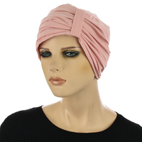 Ruched Cotton Turban Beanie Hailey | Pink - Dusty Pink