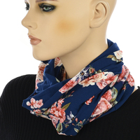 Floral Eternity Loop Scarf Turban | Option 4 | Navy Rose Print