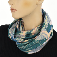 Floral Eternity Loop Scarf Turban | Option 8 | Teal Blue Moon & Birds