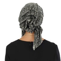 Slouchy Pre-tied Floral Scarf Lena | #5 Ethnic Tribal Pattern Print - White and Black