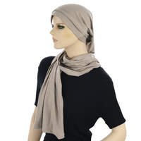 Fitted Tube Turban Scarf - Melissa  | Option 4 | Solid Colour Birch Grey Stone