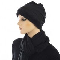 Fleeced Cotton Beanie | Black