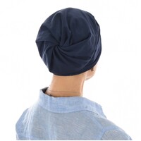 Cotton Beanie with Swirly Back and Buttons | Navy Blue