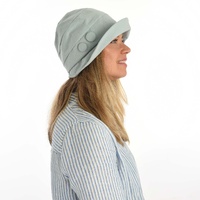 Retro-inspired Cotton Cloche Hat Betty | Light Blue | Adjustable-XS/S