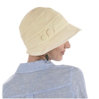 Retro-inspired Cotton Cloche Hat Betty | Beige| Adjustable-S/M