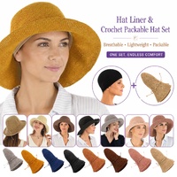 Packable Beach Summer Sun Hat & Bamboo Liner Set
