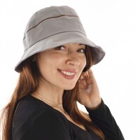 Cloche Sun Hat with Braid Trim - Brooklyn | Light Grey