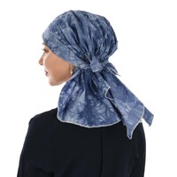 Padded Serenity Cotton Scarf Wrap with Tails | Tie Dye Denim Blue