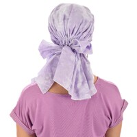 Padded Serenity Cotton Scarf Wrap with Tails | Tie Dye Lavender Lilac Purple