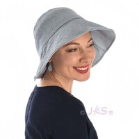 Packable Sun Hat with Pin Striped Bow and Buckle - Helen | Slate Blue Grey