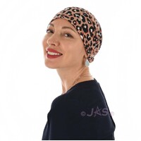 Jersey Leopard Inspired Pre-Knotted Scarf Turban |#2 Rusty Pink Black and White Print