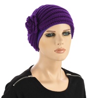 Versatile Knit Cloche Turban with Inner Liner | Dark Purple