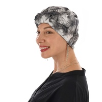 Print Seamless Turban Headband Scarf | Feather Leaf Grey